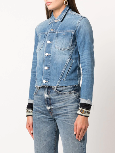 Shop L Agence Janelle Raw-cut Denim Jacket In Blau