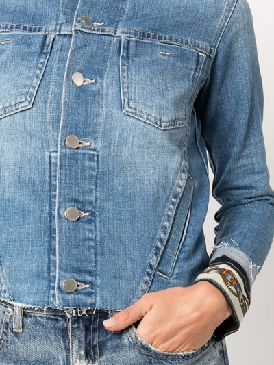 Shop L Agence Janelle Raw-cut Denim Jacket In Blau