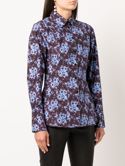 Shop Proenza Schouler White Label Sunflower Floral-print Shirt In Blue