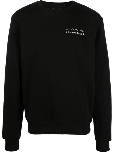 Shop Throwback Logo Crew-neck Sweatshirt In Schwarz