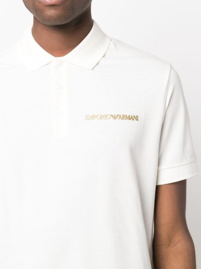 Shop Emporio Armani Logo-print Polo Shirt In Weiss