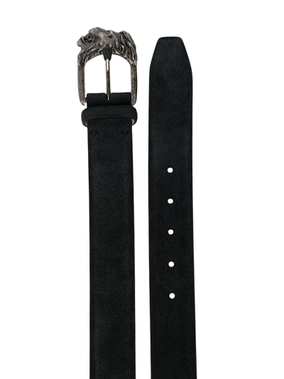 Tod's Lion Buckle Suede Belt In Black