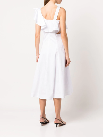 Shop Veronica Beard Ruffled Cut-out Dress In White