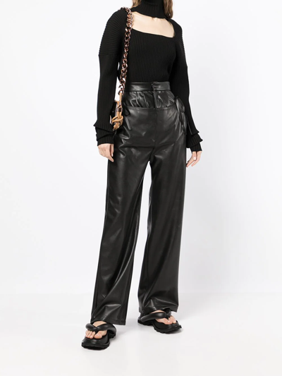 Ambush Ribbed-knit Cut-out Jumper In Black