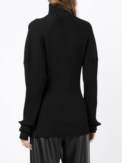 Ambush Ribbed-knit Cut-out Jumper In Black