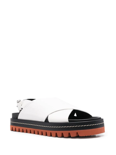 Shop Plan C Crossover Strap Detail Sandals In Weiss