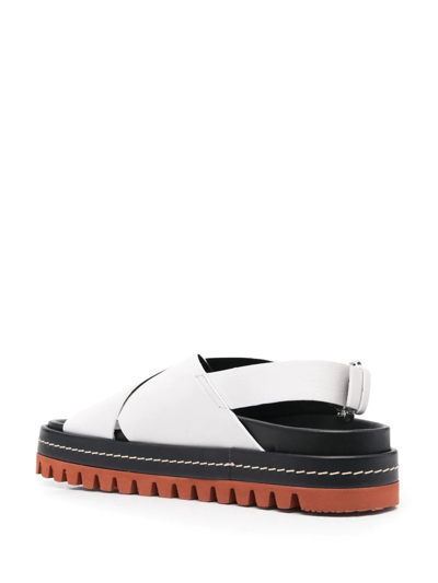 Plan C Crossover Strap Detail Sandals In Weiss