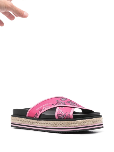 Shop Kenzo Bandana Print Platform Sandals In Rosa