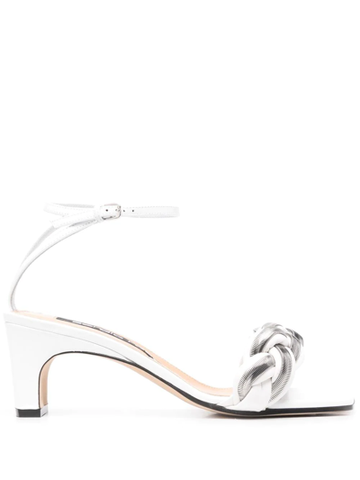 Shop Sergio Rossi Pleated Strap Sandals In Weiss