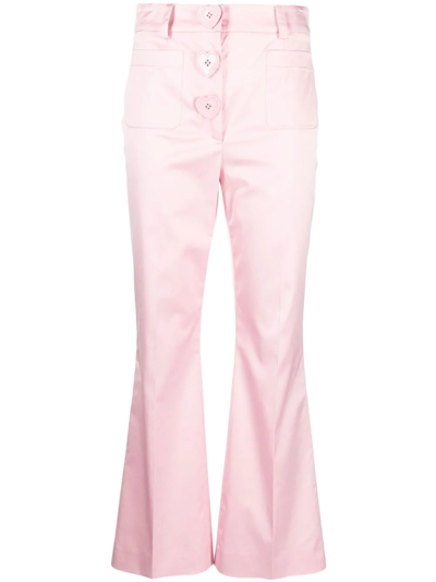 Shop Moschino Flared Tailored Trousers In Rosa