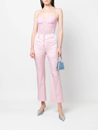 Shop Moschino Flared Tailored Trousers In Rosa
