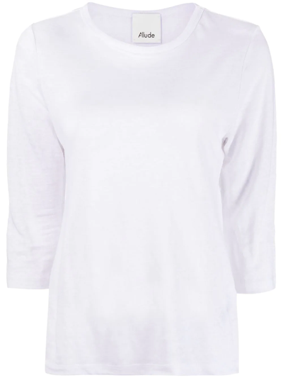 Shop Allude Three-quarter Sleeves Top In Weiss