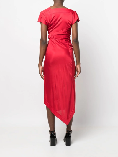 Shop Vivienne Westwood Utah Ruched Midi Dress In Rot