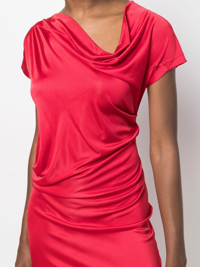 Shop Vivienne Westwood Utah Ruched Midi Dress In Rot