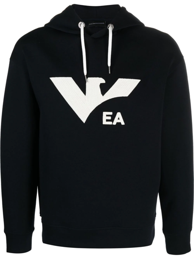 Shop Emporio Armani Logo-print Hoodie In Blau