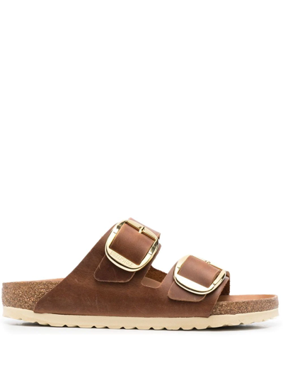 Shop Birkenstock Double-strap Leather Sandals In Braun