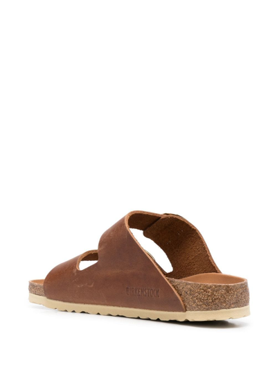 Shop Birkenstock Double-strap Leather Sandals In Braun