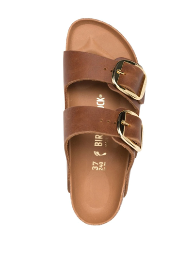 Shop Birkenstock Double-strap Leather Sandals In Braun