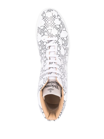 Shop Vivienne Westwood Signature Orb Print Hi-top Sneakers In White