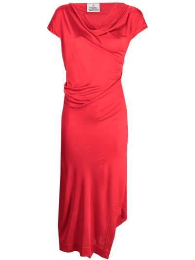Shop Vivienne Westwood Asymmetric Midi Dress In Rot