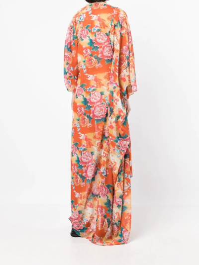 Shop Junya Watanabe All-over Floral-print Dress In Orange
