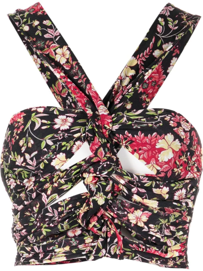 Etro Twist-knot Floral-print Woven Top In Black | ModeSens Etro Twist-knot Floral-print Woven Top In Black | ModeSens