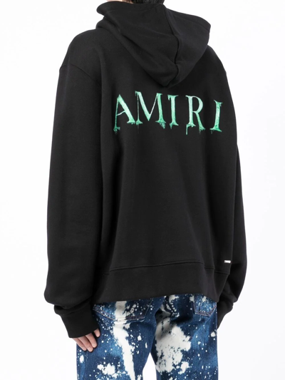 Shop Amiri M.a. Watercolor Logo Hoodie In Black