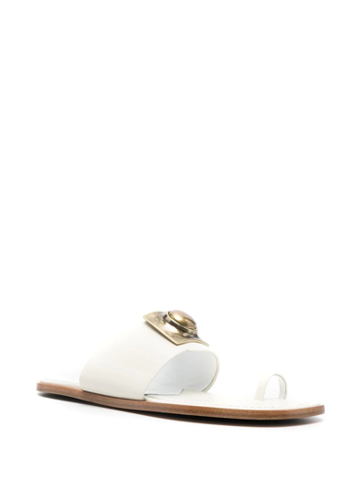 Shop Etro Ball-stud Toe-strap Sandals In White