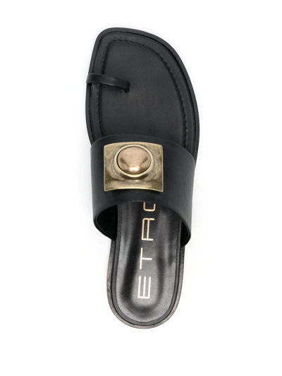 Shop Etro Ball-stud Toe-strap Sandals In Black