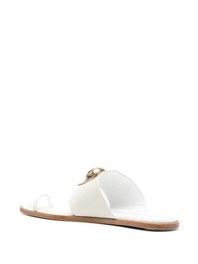 Shop Etro Ball-stud Toe-strap Sandals In White