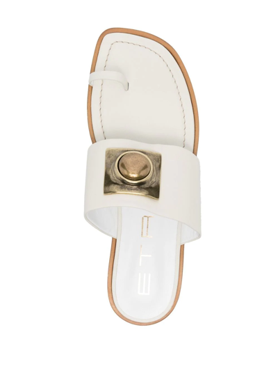 Shop Etro Ball-stud Toe-strap Sandals In White