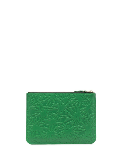 Shop Comme Des Garçons Embossed Zip-up Wallet In Grün