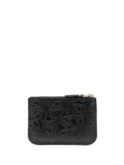Comme Des Garçons Embossed Leather Wallet In Schwarz