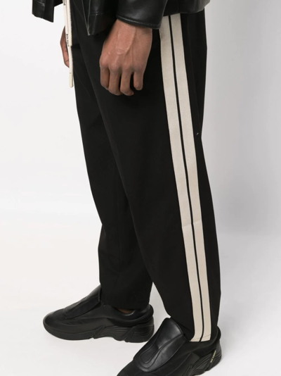 Shop Palm Angels Side-stripe Straight-leg Trousers In Schwarz