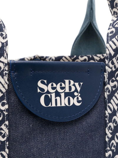 Shop See By Chloé Laetizia Logo-print Tote Bag In Blau