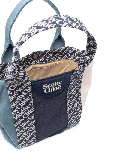 Shop See By Chloé Laetizia Logo-print Tote Bag In Blau