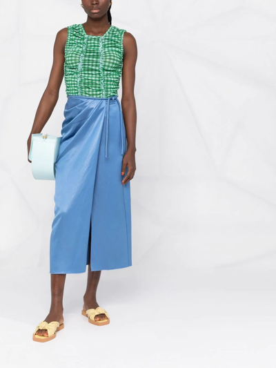 Shop Nanushka Wrap Midi Skirt In Blau
