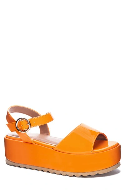 Shop Dirty Laundry June Bug Platform Sandal In Orange Patent