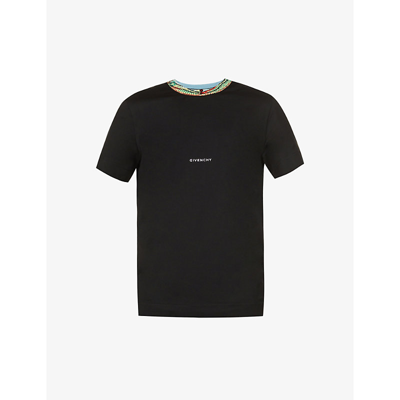 Shop Givenchy 4g Logo-embroidered Slim-fit Cotton-jersey T-shirt In Black