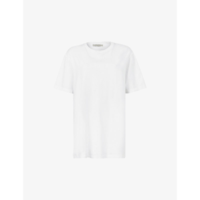 Shop Allsaints Women's Optic White Pippa Boyfriend Cotton-jersey T-shirt