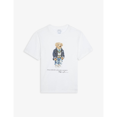 Shop Ralph Lauren Polo Bear Graphic-print Cotton T-shirt 6-14 Years In White
