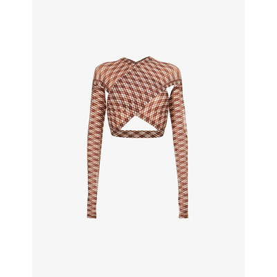 Shop Knwls Anti Checked Stretch-woven Top In Argyle K