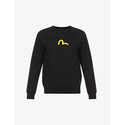 Shop Evisu Logo-print Regular-fit Cotton-jersey Sweatshirt In Black
