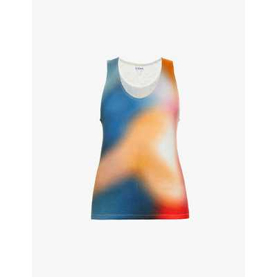 Shop Loewe Blur Tie-dye Stretch-cotton Tank Top In Multicolor