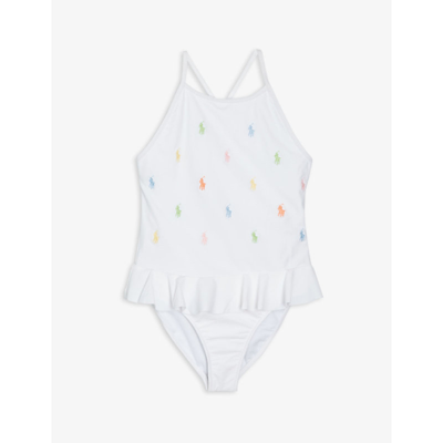 Shop Ralph Lauren Girls White Kids Polo Pony Logo-print Swimsuit 0-3 Months