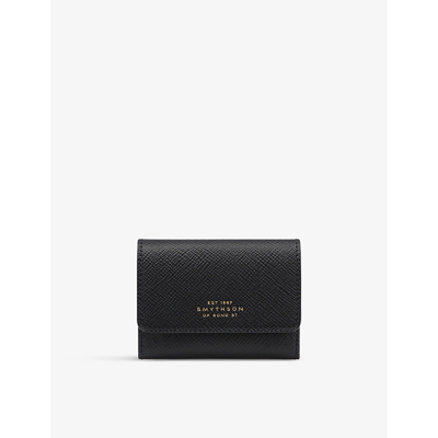 Shop Smythson Panama Compact Leather Purse In Black