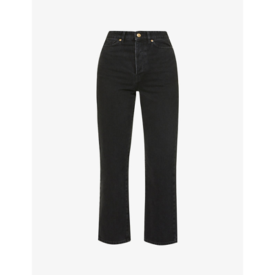 Shop By Malene Birger Milium Straight-leg High-rise Organic-denim Jeans In Black