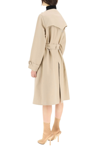Shop Burberry Trench Coat With Boatneck In Beige