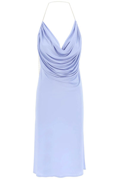 Shop Loewe Draped Silk Dress In Light Blue