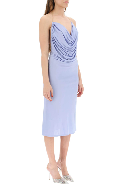 Shop Loewe Draped Silk Dress In Light Blue